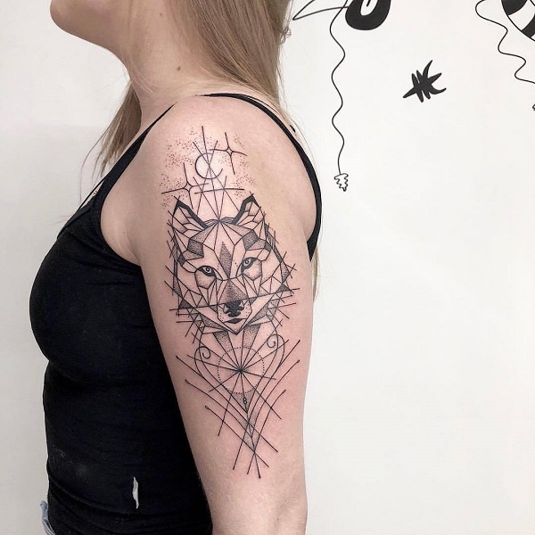 Hình xăm dán tattoo Sói K-66 cá tính có hàng tại Candyshop88