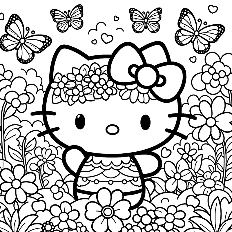 tranh tô màu cho bé hello kitty 3