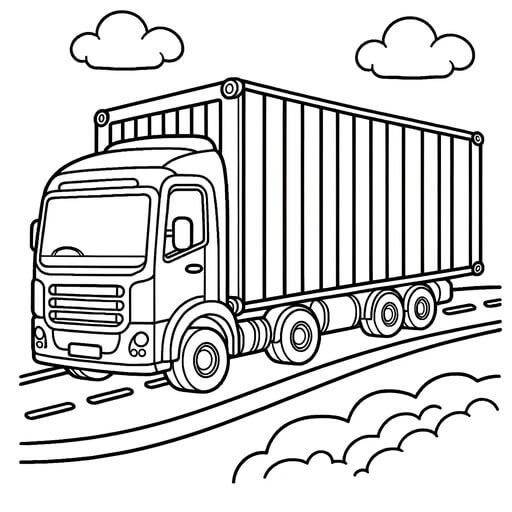 Tranh tô màu Container đơn giản 9