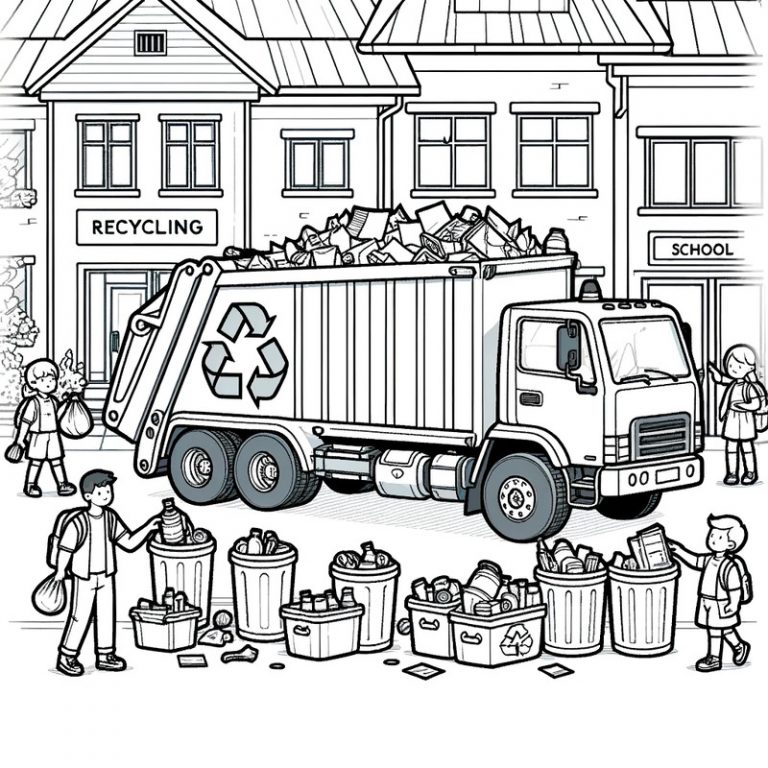 85+ Tranh tô màu xe trở rác đem lại tính giáo dục cao cho bé