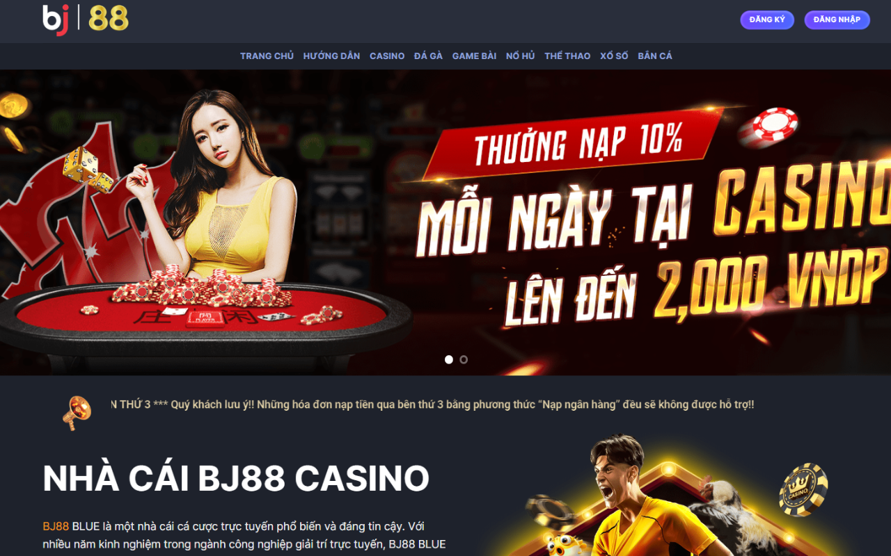 Sảnh casino tại nhà cái bj88 rất được săn đón