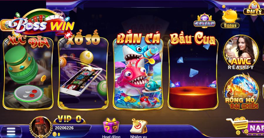 Cổng game Bosswin cung cấp không gian cá cược xanh chín