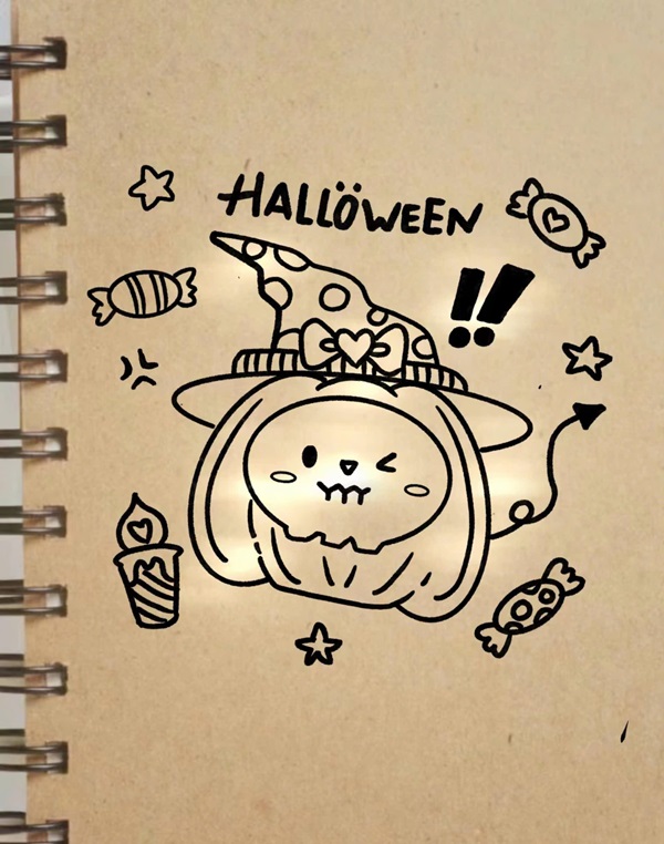 Cách vẽ bí ngô halloween 1