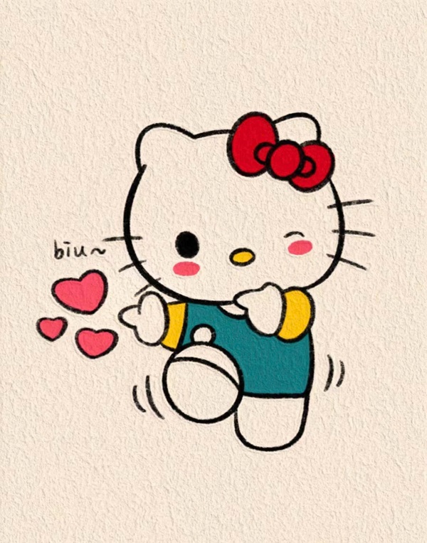 Cách vẽ hello kitty cute 1