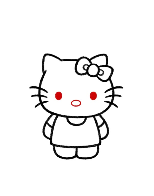 Cách vẽ hello kitty đơn giản 6