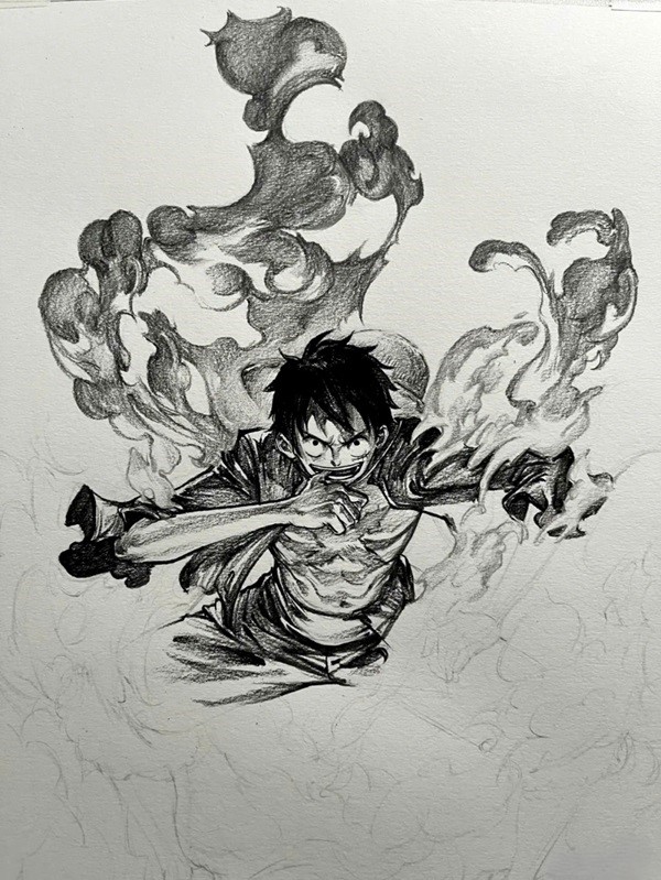 Cách vẽ luffy gear 2 6