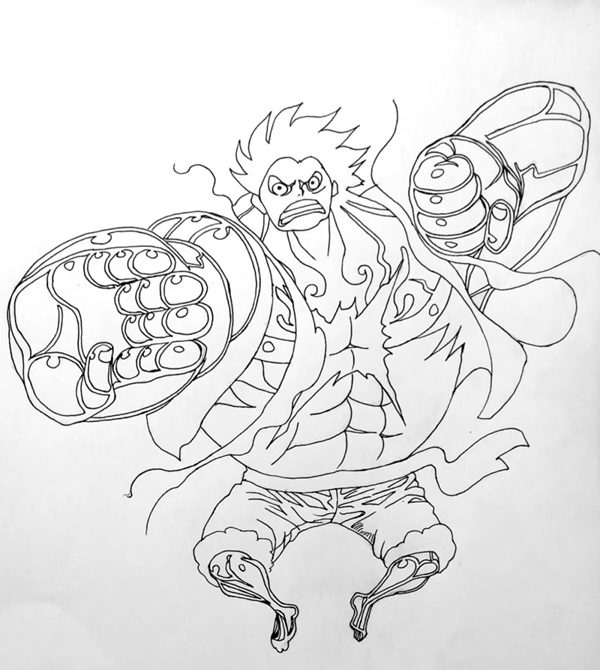 Cách vẽ luffy gear 4 2