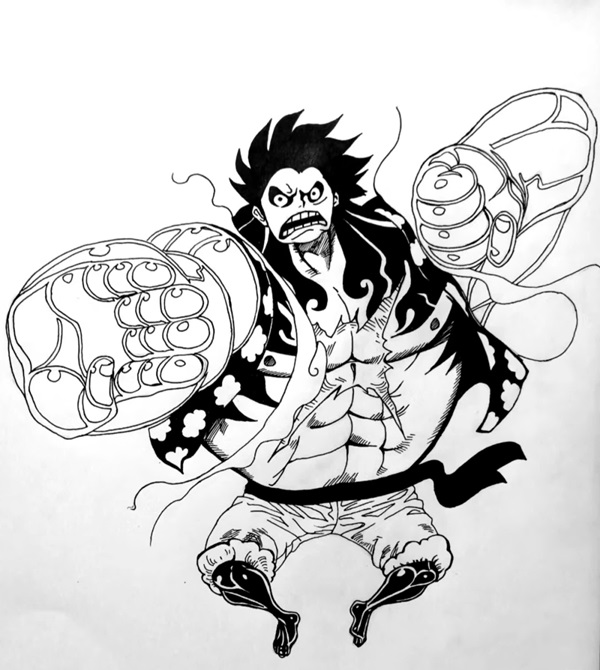 Cách vẽ luffy gear 4 3