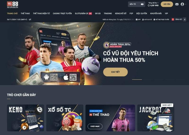 Giao diện nạp tiền M88 qua ví điện tử Momo thân thiện và dễ sử dụng