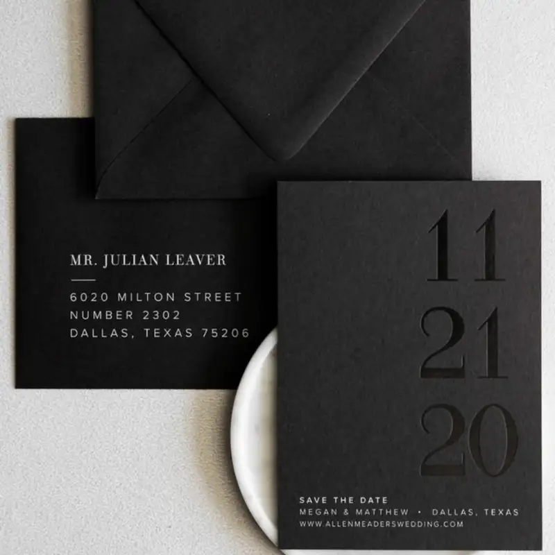 Những lưu ý khi chọn thiệp cưới màu đen