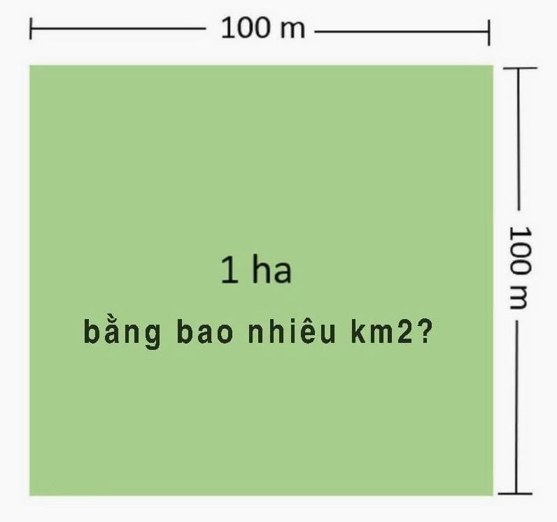 1ha bằng bao nhiêu km2