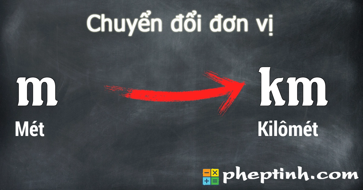 Minh họa bảng đơn vị đo chiều dài, thể hiện mối liên hệ giữa mét và kilômét