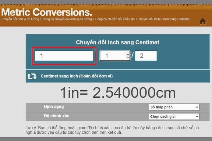 Mối quan hệ giữa inch, cm và pixel