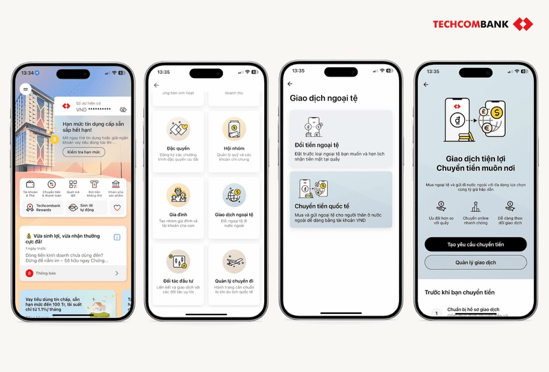 Truy cập tính năng Chuyển tiền quốc tế.